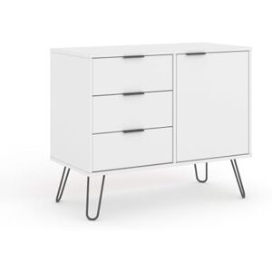 Home Source White Sideboard Cupboard, Home Living Room Storage Cabinet, 1 Door, 3 Drawers Home Source White Sideboard Cupboard, Home Living Room Storage Cabinet, 1 Door, 3 Drawers