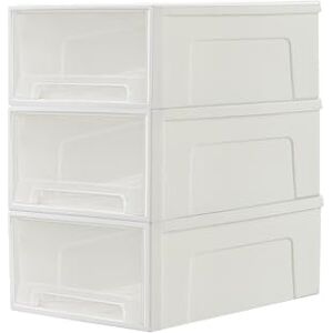 Cetomo 30L*3 Plastic Storage Drawers Unit, Office Desk Organizers, Drawer Organizer, Storage Box, Stackable Tower for Desktop, Bedroom, Dorm, Cosmetics, Durable PP, BPA Free, White & Clear, 30L-3 Pack Cetomo 30L*3 Plastic Storage Drawers Unit, Office Desk Organizers, Drawer Organizer, Storage Box, Stackable Tower for Desktop, Bedroom, Dorm, Cosmetics, Durable PP, BPA Free, White & Clear, 30L-3 Pack