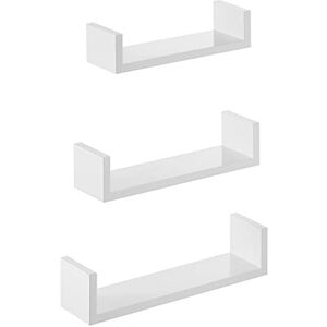 SONGMICS Floating Shelf Set of 3, Wall Shelves, 30/35/40 cm, Decorative Shelves, Each Shelf Holds up to 10 kg, for Living Room, Home Office, Bathroom, Kitchen, Cloud White LWS40WT SONGMICS Floating Shelf Set of 3, Wall Shelves, 30/35/40 cm, Decorative Shelves, Each Shelf Holds up to 10 kg, for Living Room, Home Office, Bathroom, Kitchen, Cloud White LWS40WT
