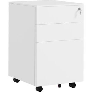 Vinsetto 3-Drawer Vertical Filing Cabinet with Pencil Tray, Lock and 5 Wheels, Steel Mobile File Cabinet, for A4, Legal and Letter Size, Pre-Assembled Body, White Vinsetto 3-Drawer Vertical Filing Cabinet with Pencil Tray, Lock and 5 Wheels, Steel Mobile File Cabinet, for A4, Legal and Letter Size, Pre-Assembled Body, White