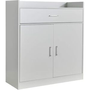 Home Source Shoe Cabinet, 2 Door 1 Drawer Storage, Compact Hallway Cupboard Organiser, Footwear Rack Stand, Wooden Sideboard, White Home Source Shoe Cabinet, 2 Door 1 Drawer Storage, Compact Hallway Cupboard Organiser, Footwear Rack Stand, Wooden Sideboard, White