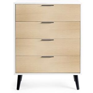 Julian Bowen Alba 4 Drawer Wide Chest-Soft Close, White and Oak, 100.5 x 78 x 40 Julian Bowen Alba 4 Drawer Wide Chest-Soft Close, White and Oak, 100.5 x 78 x 40