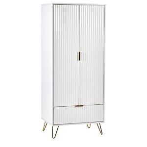 Julian Bowen Murano 2 Door 1 Drawer Wardrobe-Matt White, One Size Julian Bowen Murano 2 Door 1 Drawer Wardrobe-Matt White, One Size
