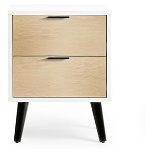 Julian Bowen Alba White and Oak 2 Drawer Bedside Table - Bedside Table Julian Bowen Alba White and Oak 2 Drawer Bedside Table - Bedside Table