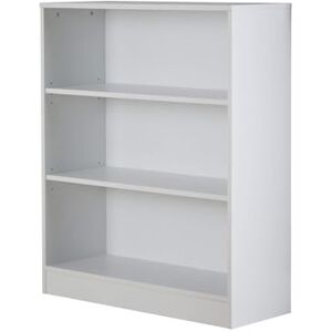 Home Source Low Bookcase, Compact Open Adjustable Shelves, Display Storage Cabinet, 3 Tier, White Home Source Low Bookcase, Compact Open Adjustable Shelves, Display Storage Cabinet, 3 Tier, White