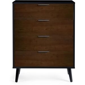 Julian Bowen Alba 4 Drawer Wide Chest-Soft Close, Walnut and Black, 100.5 x 78 x 40 Julian Bowen Alba 4 Drawer Wide Chest-Soft Close, Walnut and Black, 100.5 x 78 x 40