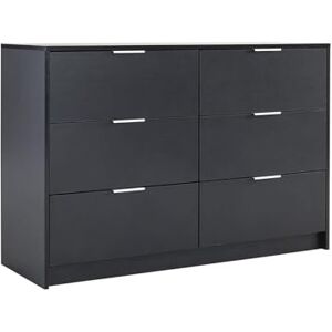 Home Source Bedroom Chest of Drawers Clothing Storage Cabinet, 6 Drawers, Black Home Source Bedroom Chest of Drawers Clothing Storage Cabinet, 6 Drawers, Black