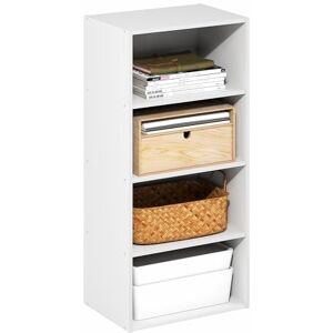 Furinno BASIC Book Shelf, 4-Tier Bookcase with Open Shelf, Bookshelf, Cube Storage Organizer, 11 x 17 x 35, for Living Room, Bedroom, Home Office, White Furinno BASIC Book Shelf, 4-Tier Bookcase with Open Shelf, Bookshelf, Cube Storage Organizer, 11 x 17 x 35, for Living Room, Bedroom, Home Office, White