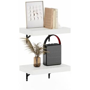 Furinno TANNA Wall Mounted Shelves Set of 2, 37cm wide Rectangular 4.2cm Thick Floating Shelf, Corner Wall Shelves, for Living Room, Bedroom, Home Office, White Texture Furinno TANNA Wall Mounted Shelves Set of 2, 37cm wide Rectangular 4.2cm Thick Floating Shelf, Corner Wall Shelves, for Living Room, Bedroom, Home Office, White Texture