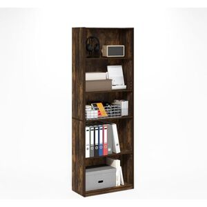 Furinno GEHRY Book Shelf, 5-Tier Bookshelf, Bookcase, with Adjustable Shelves, 11.6 x 24.8 x 71.4, for Home Office, Living Room, Amber Oak Furinno GEHRY Book Shelf, 5-Tier Bookshelf, Bookcase, with Adjustable Shelves, 11.6 x 24.8 x 71.4, for Home Office, Living Room, Amber Oak