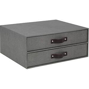 Bigso Box of Sweden Drawer Storage Box for Documents and Office Supplies 2-Drawer Desk Organiser Fibreboard and Paper Filing System with Elegant Leather Handle Grey Bigso Box of Sweden Drawer Storage Box for Documents and Office Supplies 2-Drawer Desk Organiser Fibreboard and Paper Filing System with Elegant Leather Handle Grey