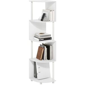 Furinno Econ 4-Tier Zigzag Corner Shelf Bookcase, Bookshelf, White/White Furinno Econ 4-Tier Zigzag Corner Shelf Bookcase, Bookshelf, White/White
