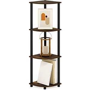 Furinno TURN-N-TUBE Corner Shelf, 4-Tier Corner Bookshelf, Display Storage Shelves with Open Shelves, for Organization and Storage, Living Room, Home Office, Garage, Amber Pine Furinno TURN-N-TUBE Corner Shelf, 4-Tier Corner Bookshelf, Display Storage Shelves with Open Shelves, for Organization and Storage, Living Room, Home Office, Garage, Amber Pine