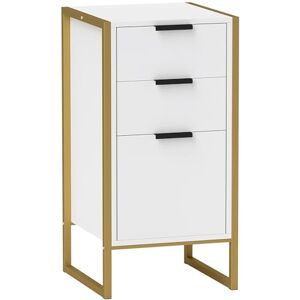 HOMCOM Bedroom Chest of Drawers, Industrial 3-Drawer Dresser, Storage Drawers Unit with Metal Frame for Living Room, White HOMCOM Bedroom Chest of Drawers, Industrial 3-Drawer Dresser, Storage Drawers Unit with Metal Frame for Living Room, White