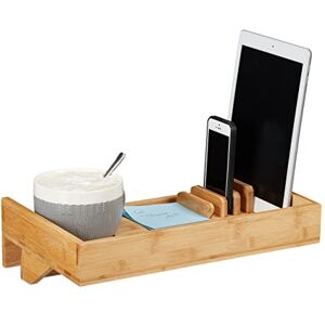 Relaxdays Bedside Shelf & Organizer, Mini Clip-on Nightstand, Bamboo, Beverage Holder D. 9 cm, Organization Tray, Natural Relaxdays Bedside Shelf & Organizer, Mini Clip-on Nightstand, Bamboo, Beverage Holder D. 9 cm, Organization Tray, Natural