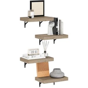 Furinno TANNA Wall Mounted Shelves Set of 4, 37cm wide Rectangular 4.2cm Thick Floating Shelf, Corner Wall Shelves, for Living Room, Bedroom, Home Office, Natural Furinno TANNA Wall Mounted Shelves Set of 4, 37cm wide Rectangular 4.2cm Thick Floating Shelf, Corner Wall Shelves, for Living Room, Bedroom, Home Office, Natural