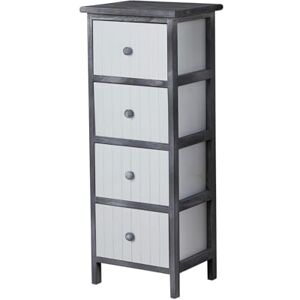 Home Source Chest of Drawers, Wooden Bedroom Organiser Storage Unit, Black with White Drawers, 4 Drawer Home Source Chest of Drawers, Wooden Bedroom Organiser Storage Unit, Black with White Drawers, 4 Drawer