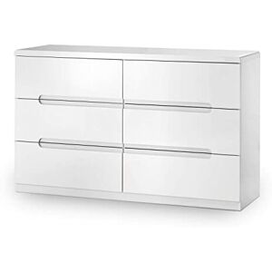 Julian Bowen Manhattan 6 Drawer Wide Chest High Gloss White Chests Julian Bowen Manhattan 6 Drawer Wide Chest High Gloss White Chests