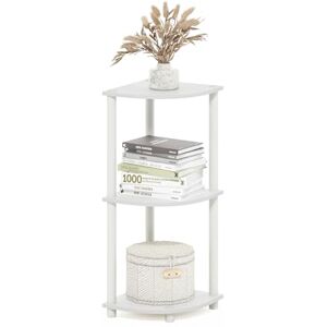 Furinno TURN-N-TUBE Corner Shelf, 3-Tier Corner Bookshelf, Display Storage Shelves with Open Shelves, for Organization and Storage, Living Room, Home Office, Garage, White Furinno TURN-N-TUBE Corner Shelf, 3-Tier Corner Bookshelf, Display Storage Shelves with Open Shelves, for Organization and Storage, Living Room, Home Office, Garage, White