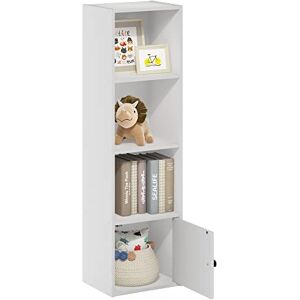 Furinno Luder 4-Tier Shelf Bookcase with 1 Door Storage Cabinet, White Furinno Luder 4-Tier Shelf Bookcase with 1 Door Storage Cabinet, White