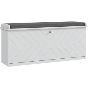 HOMCOM Shoe Bench, Entryway Bench with Flip Drawer, Seating Cushion and Adjustable Shelf for 10 Pairs of Shoes for Hallway, White HOMCOM Shoe Bench, Entryway Bench with Flip Drawer, Seating Cushion and Adjustable Shelf for 10 Pairs of Shoes for Hallway, White