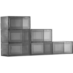 VEVOR Shoe Storage Boxes, 6 Pack Clear Stackable Shoe Boxes Storage Organizers with Magnetic Door, Fit up to US Size 13, Plastic Sneaker Containers for High Heels, Boots, and Hats, Transparent Black VEVOR Shoe Storage Boxes, 6 Pack Clear Stackable Shoe Boxes Storage Organizers with Magnetic Door, Fit up to US Size 13, Plastic Sneaker Containers for High Heels, Boots, and Hats, Transparent Black