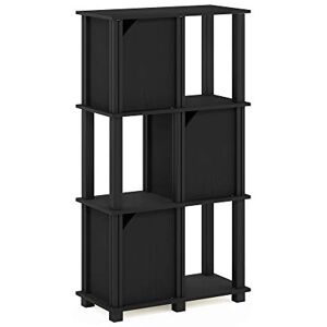 Furinno Brahms 4-Tier Storage Shelf with 3 Doors, Black Oak/Black Furinno Brahms 4-Tier Storage Shelf with 3 Doors, Black Oak/Black