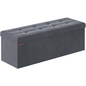 SONGMICS Storage Ottoman, Foldable Small Ottoman Foot Rest, 38 x 110 x 38 cm, Cube Ottoman with Storage, Load up to 300 kg, for Living Room, Bedroom, Entryway, Slate Grey LSF277G51 SONGMICS Storage Ottoman, Foldable Small Ottoman Foot Rest, 38 x 110 x 38 cm, Cube Ottoman with Storage, Load up to 300 kg, for Living Room, Bedroom, Entryway, Slate Grey LSF277G51