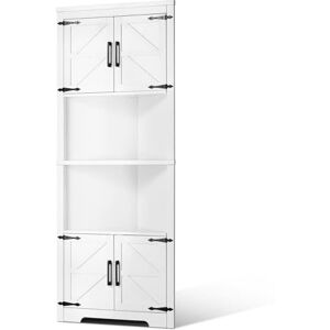 VEVOR 68" Tall Corner Storage Cabinet, 6 Tiers Farmhouse Storage Cabinet with 4 Wooden Doors & Adjustable Shelves, Freestanding Corner Kitchen Cabinet for Living Room, Kitchen, Laundry Room, White VEVOR 68" Tall Corner Storage Cabinet, 6 Tiers Farmhouse Storage Cabinet with 4 Wooden Doors & Adjustable Shelves, Freestanding Corner Kitchen Cabinet for Living Room, Kitchen, Laundry Room, White