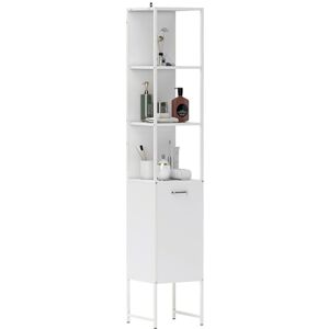 HOMCOM Tall Bathroom Cabinet, Slim Bathroom Storage Cabinet with 3 Open Shelves and Adjustable Shelf, Freestanding Storage Cupboard, 33 x 33 x 185 cm, White HOMCOM Tall Bathroom Cabinet, Slim Bathroom Storage Cabinet with 3 Open Shelves and Adjustable Shelf, Freestanding Storage Cupboard, 33 x 33 x 185 cm, White