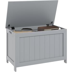 HOMCOM Storage Chest, Modern Storage Trunk with 2 Safety Hinges and Cut-out Handles, Wooden Toy Box for Living Room, Entryway, 76 x 40 x 48 cm, Grey HOMCOM Storage Chest, Modern Storage Trunk with 2 Safety Hinges and Cut-out Handles, Wooden Toy Box for Living Room, Entryway, 76 x 40 x 48 cm, Grey