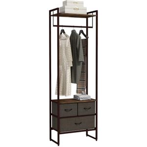 HOMCOM Free Standing Clothes Rail with 3 Fabric Drawers and Storage Shelves, Garment Rack, Hanging Rail for Hallway, Bedroom and Living Room, Rustic Brown HOMCOM Free Standing Clothes Rail with 3 Fabric Drawers and Storage Shelves, Garment Rack, Hanging Rail for Hallway, Bedroom and Living Room, Rustic Brown
