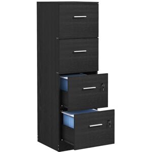 HOMCOM File Cabinet with 4 Drawers for Home Office, Vertical Filing Cabinet with Lock, Adjustable Hanging Bar for A4 and Letter Size, Black Wood Effect HOMCOM File Cabinet with 4 Drawers for Home Office, Vertical Filing Cabinet with Lock, Adjustable Hanging Bar for A4 and Letter Size, Black Wood Effect