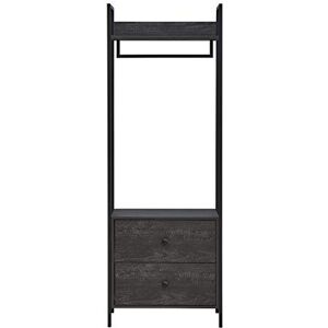 TAD TIMBER ART DESIGN UK Timber Art Design UK Zahra Bedroom Open Wardrobe with Hanging Rail and 2 Drawers Modern Furniture Cupboard Storage Organizer Unit For Bedroom, Living Room, Black, H180cm x W63.8cm x D40cm TAD TIMBER ART DESIGN UK Timber Art Design UK Zahra Bedroom Open Wardrobe with Hanging Rail and 2 Drawers Modern Furniture Cupboard Storage Organizer Unit For Bedroom, Living Room, Black, H180cm x W63.8cm x D40cm