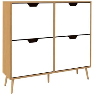 HOMCOM Modern Shoe Cabinet with 4 Flip Drawers and Adjustable Shelf, Hallway Shoe Cupboard Storage Organizer for 8-16 Pairs of Shoes, Natural HOMCOM Modern Shoe Cabinet with 4 Flip Drawers and Adjustable Shelf, Hallway Shoe Cupboard Storage Organizer for 8-16 Pairs of Shoes, Natural