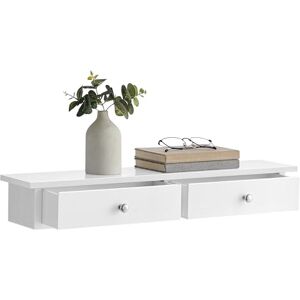 SONGMICS Wall Shelf, Floating Shelf with 2 Drawers, Holds up to 15 kg, 15 x 65 x 10 cm, for Hallway, Living Room, Office, Easy Installation, Space Saving, Modern Style, White LWS65WT SONGMICS Wall Shelf, Floating Shelf with 2 Drawers, Holds up to 15 kg, 15 x 65 x 10 cm, for Hallway, Living Room, Office, Easy Installation, Space Saving, Modern Style, White LWS65WT