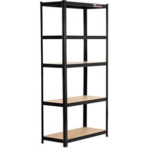 Rhino – Heavy Duty Garage Shelving Unit – Black 5 Tier Storage Shelves – 180x90x40cm – 200kg Load Weight Per Unit – 1000kg Per Unit – Shed Shelving Rhino – Heavy Duty Garage Shelving Unit – Black 5 Tier Storage Shelves – 180x90x40cm – 200kg Load Weight Per Unit – 1000kg Per Unit – Shed Shelving