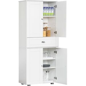HOMCOM 184cm Tall Kitchen Cupboard, Freestanding Kitchen Pantry Storage Cabinet with 4 Doors, 3 Adjustable Shelves, Drawer, Anti-tipping Device, Sideboard Organiser for Dining Room, Living Room, White HOMCOM 184cm Tall Kitchen Cupboard, Freestanding Kitchen Pantry Storage Cabinet with 4 Doors, 3 Adjustable Shelves, Drawer, Anti-tipping Device, Sideboard Organiser for Dining Room, Living Room, White