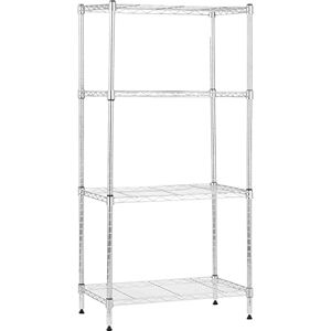 Amazon Basics 4-Shelf Narrow Storage Unit With Height Adjustable Shelves & Levelling Feet, 363kg Max Weight, Chrome, 34 D x 58.9 W x 121.9 H cm Amazon Basics 4-Shelf Narrow Storage Unit With Height Adjustable Shelves & Levelling Feet, 363kg Max Weight, Chrome, 34 D x 58.9 W x 121.9 H cm