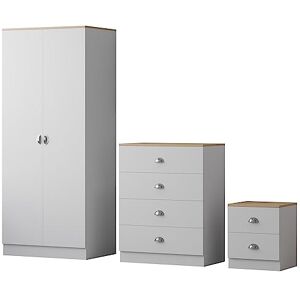 FWStyle Esher 3 Piece Bedroom Furniture Set including 2 door wardrobe, a large 4 drawer chest and bedside cabinet,Matt White FWStyle Esher 3 Piece Bedroom Furniture Set including 2 door wardrobe, a large 4 drawer chest and bedside cabinet,Matt White