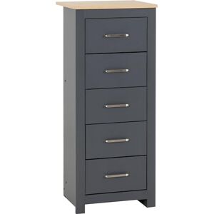 Seconique Portland 5 Drawer Narrow Chest in Grey/Oak Effect Seconique Portland 5 Drawer Narrow Chest in Grey/Oak Effect