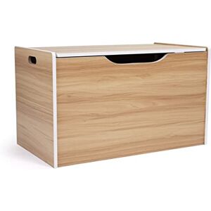 Humble Crew Journey Wooden Hinged Toy Storage Chest with Lid, Children's Toy Box Ideal for Bedroom, Nursery or Playroom, 27 x 15 x 17 inches (WxLxH) Natural/White Humble Crew Journey Wooden Hinged Toy Storage Chest with Lid, Children's Toy Box Ideal for Bedroom, Nursery or Playroom, 27 x 15 x 17 inches (WxLxH) Natural/White