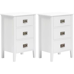 VECELO Bedside Table Set of 2, Modern Nightstands End/Side Cabinet Wooden with 3 Drawers, Storage Unit for Bedroom/Living Room/Hallway, 40L×30W×60Hcm VECELO Bedside Table Set of 2, Modern Nightstands End/Side Cabinet Wooden with 3 Drawers, Storage Unit for Bedroom/Living Room/Hallway, 40L×30W×60Hcm