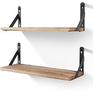 AGM Wall Mounted Shelves Set of 2, Rustic Light Wood Wall Floating Shelves for Bedroom, Living Room, Kitchen, Laundry Room Storage & Decoration-Light Brown AGM Wall Mounted Shelves Set of 2, Rustic Light Wood Wall Floating Shelves for Bedroom, Living Room, Kitchen, Laundry Room Storage & Decoration-Light Brown