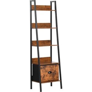 FurnitureR Leiter Bookcase, Industrial Storage Shelf, 5-Tier Display Open Shelf with Drawer for Living Room, Bedroom, Home, Office, Kitchen, Garden, 42.5 x 29 x 141 cm, Brown FurnitureR Leiter Bookcase, Industrial Storage Shelf, 5-Tier Display Open Shelf with Drawer for Living Room, Bedroom, Home, Office, Kitchen, Garden, 42.5 x 29 x 141 cm, Brown