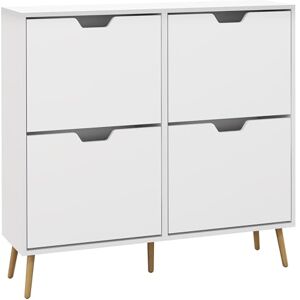 HOMCOM Modern Shoe Cabinet with 4 Flip Drawers and Adjustable Shelf, Hallway Shoe Cupboard Storage Organizer for 8-16 Pairs of Shoes, White HOMCOM Modern Shoe Cabinet with 4 Flip Drawers and Adjustable Shelf, Hallway Shoe Cupboard Storage Organizer for 8-16 Pairs of Shoes, White