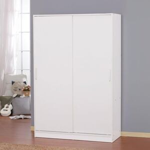 Home Source 2 Door Sliding Wardrobe – White Modern Wardrobe with Hanging Rail & Storage Shelves – Space-Saving Bedroom Furniture, Durable Particleboard, Easy Home Assembly Home Source 2 Door Sliding Wardrobe – White Modern Wardrobe with Hanging Rail & Storage Shelves – Space-Saving Bedroom Furniture, Durable Particleboard, Easy Home Assembly