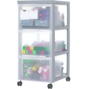 Iris Ohyama Plastic Storage Drawer Unit with Wheels, 3 Deep Drawers, Grey, Easy-Pull Handles, Supplies Organiser, For Bedroom, Bathroom, School & Office, BPA Free, Chest, Tower, DC-303 Iris Ohyama Plastic Storage Drawer Unit with Wheels, 3 Deep Drawers, Grey, Easy-Pull Handles, Supplies Organiser, For Bedroom, Bathroom, School & Office, BPA Free, Chest, Tower, DC-303