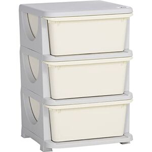 HOMCOM 3 Drawers Plastic Storage Units, 3 Tier Kids Storage Units, Children Toy Chest for Nursery, Playroom, Bedroom, Cream HOMCOM 3 Drawers Plastic Storage Units, 3 Tier Kids Storage Units, Children Toy Chest for Nursery, Playroom, Bedroom, Cream