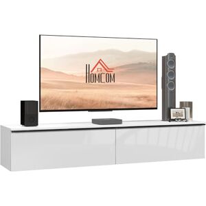HOMCOM 160cm High Gloss Floating TV Unit Stand for TVs up to 70", Wall Mounted TV Cabinet with Storage Cupboards, White HOMCOM 160cm High Gloss Floating TV Unit Stand for TVs up to 70", Wall Mounted TV Cabinet with Storage Cupboards, White